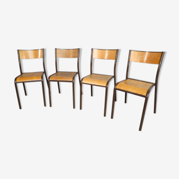 4 chaises d'école Mullca vintage