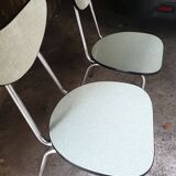 2  chaises en formica vert d'eau, 1970