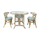 Ensemble table & chaises en rotin