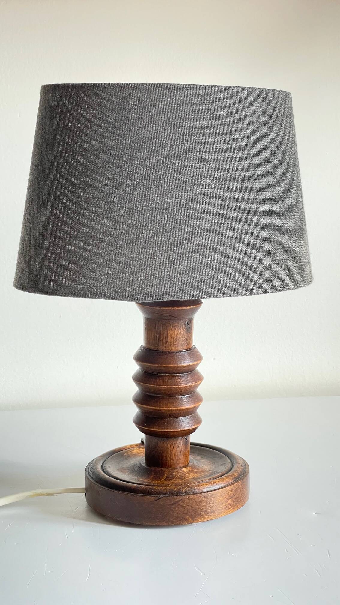 Vintage Charles Dudouyt Style Wooden Lamp