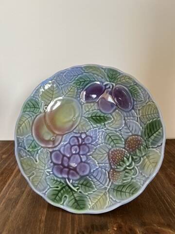 Blue slipware fruit bowl