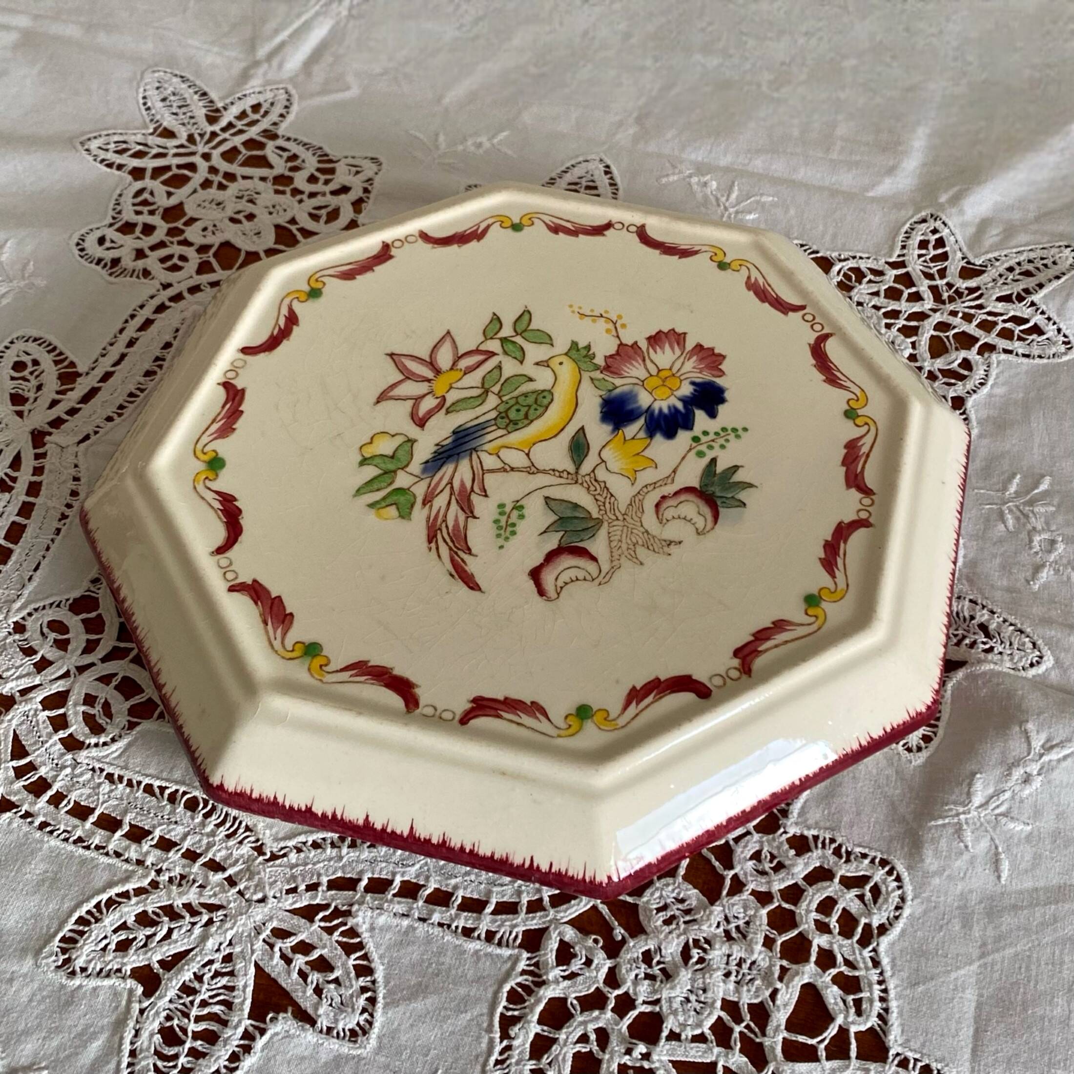 Longwy earthenware trivet octagonal vintage tableware ACC-7140