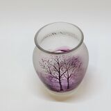 Ancien petit vase en cristal de bohême peint souvenir auvergne