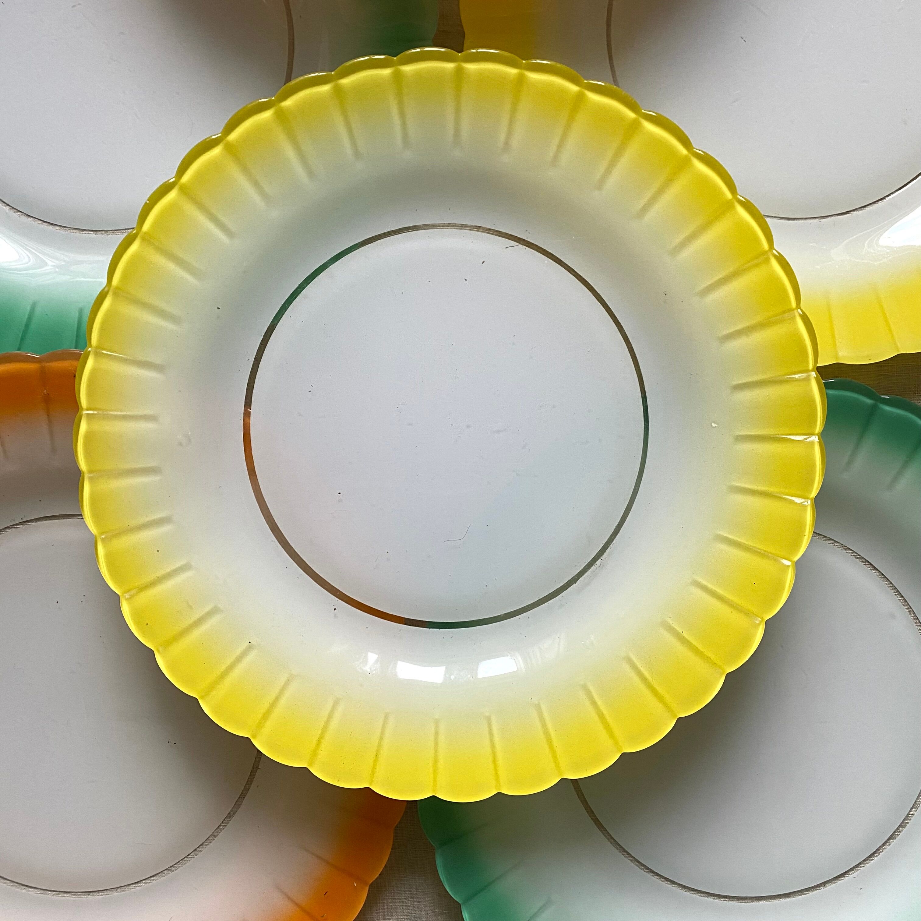 Colorful vintage Duralex plates