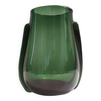 Vintage Art Deco Green Hand-Blown Glass Vase, Empoli, Italy