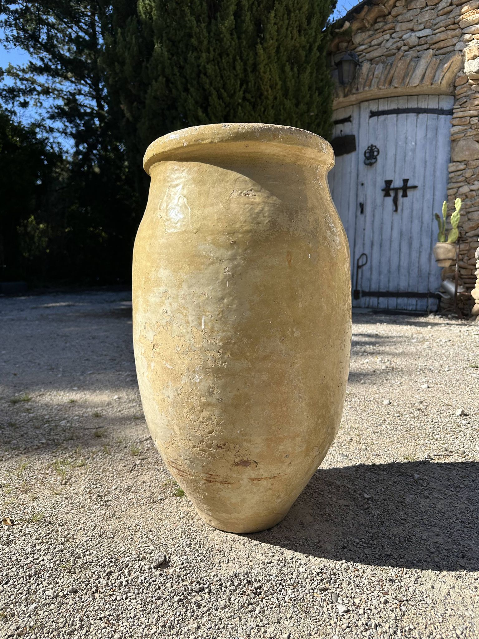 Ancient terracotta pottery jar from the 19th century.