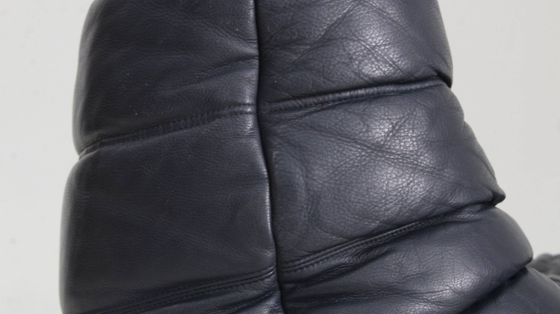Vintage Togo Ligne Roset 2 seater sofa blue leather by Michel Ducaroy 1990s
