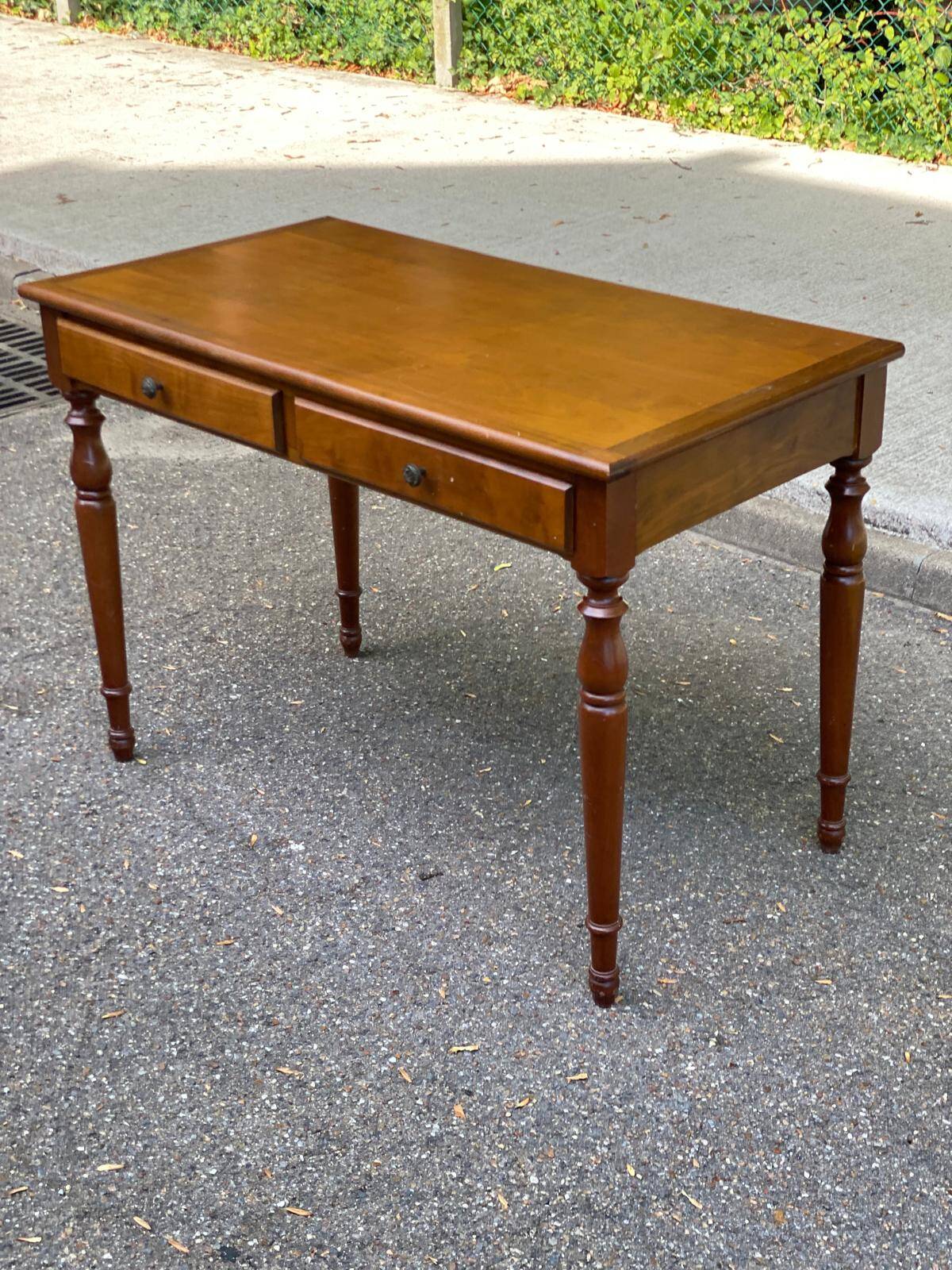 Vintage solid wood desk with removable secretary in colonial style from the 1960s.