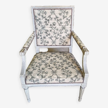 Armchair Louis XVl grey of the Xlx th century n°1