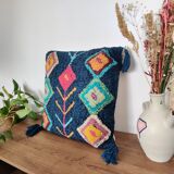 Coussin inspiration berbère bleu Azilal 45x45 cm