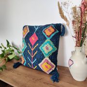 Coussin inspiration berbère bleu Azilal 45x45 cm