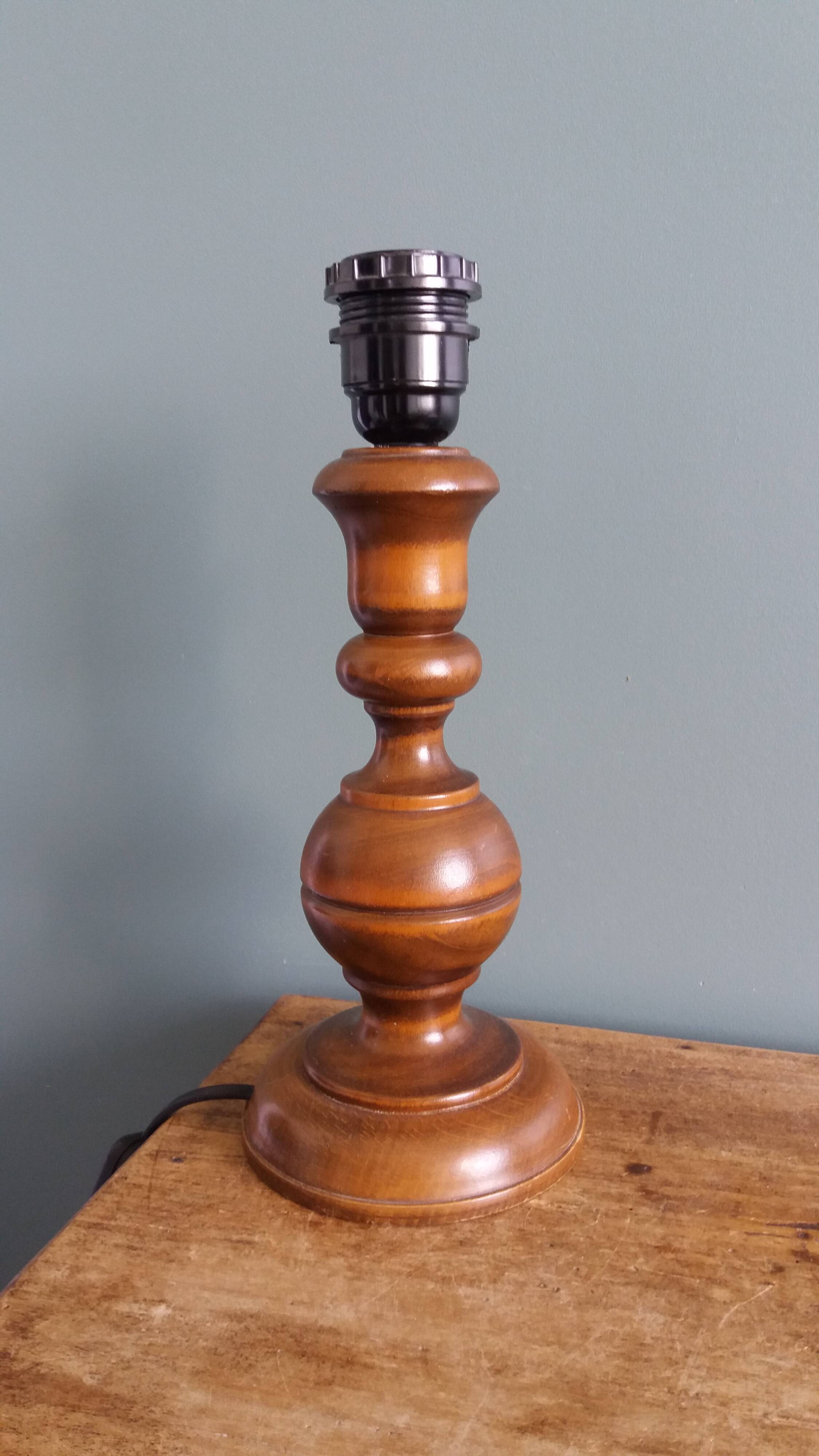 Lamp, turned wooden base