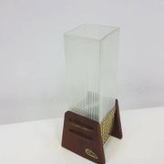 Candle holder, brown teak, clear glass, Denmark, 1960s.