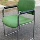 Scandinavian office chair in green fabric and curved steel