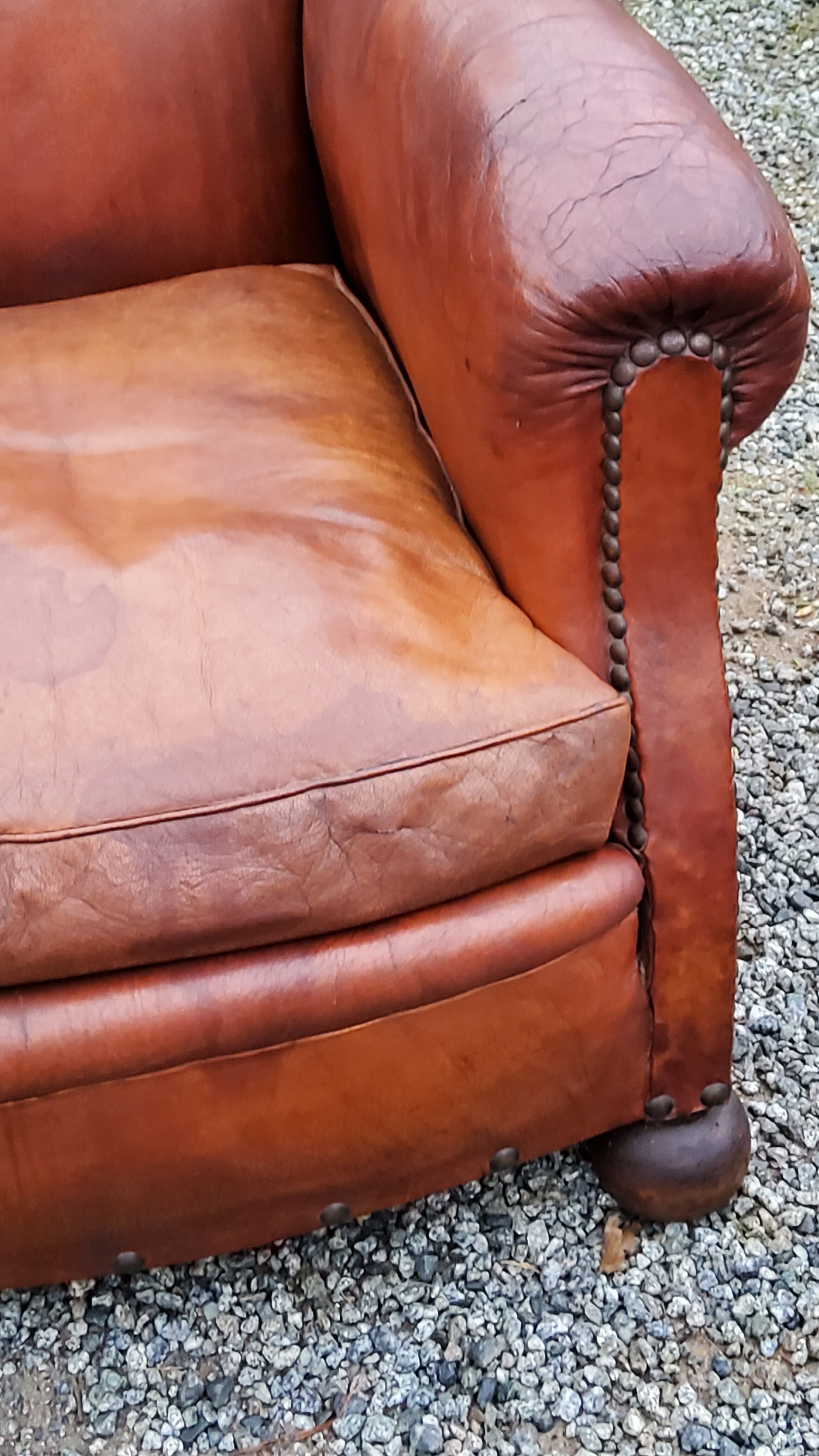 Leather club armchair back mustache from the 30s