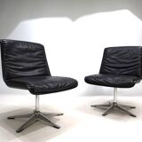 Wilhahn Delta set of 2 leather conference / dining chairs by Delta, 1960