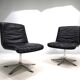 Wilhahn Delta set of 2 leather conference / dining chairs by Delta, 1960