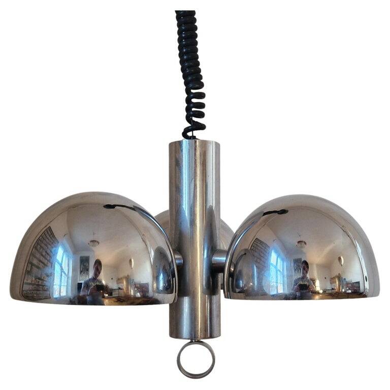 Midcentury Chrome Space Age Chandelier/Pendant Hillebrand, Germany, 1970s