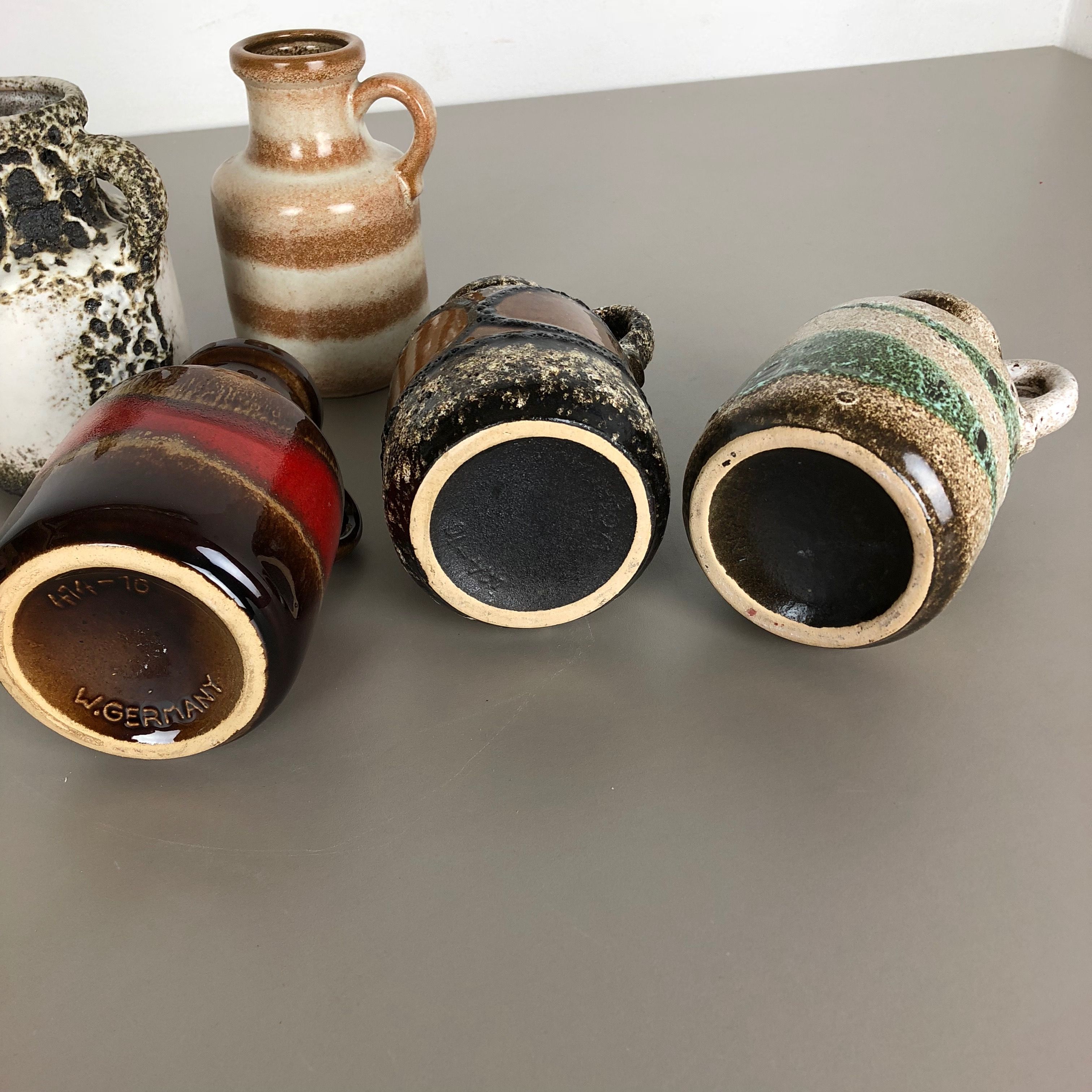 Set of five pottery fat vava "414-16" vases Made by Scheurich, Germany