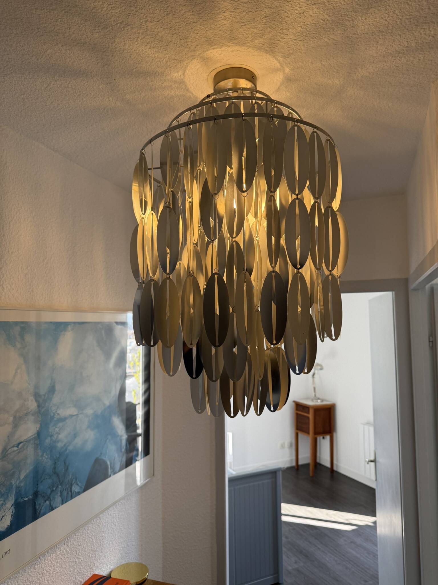 Space Age Chandelier with Cascading Plastic Discs – Mid-Century Modern