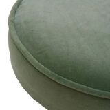 Midcentury Style Circular Brass and Cotton Velvet Italian Bar Stools