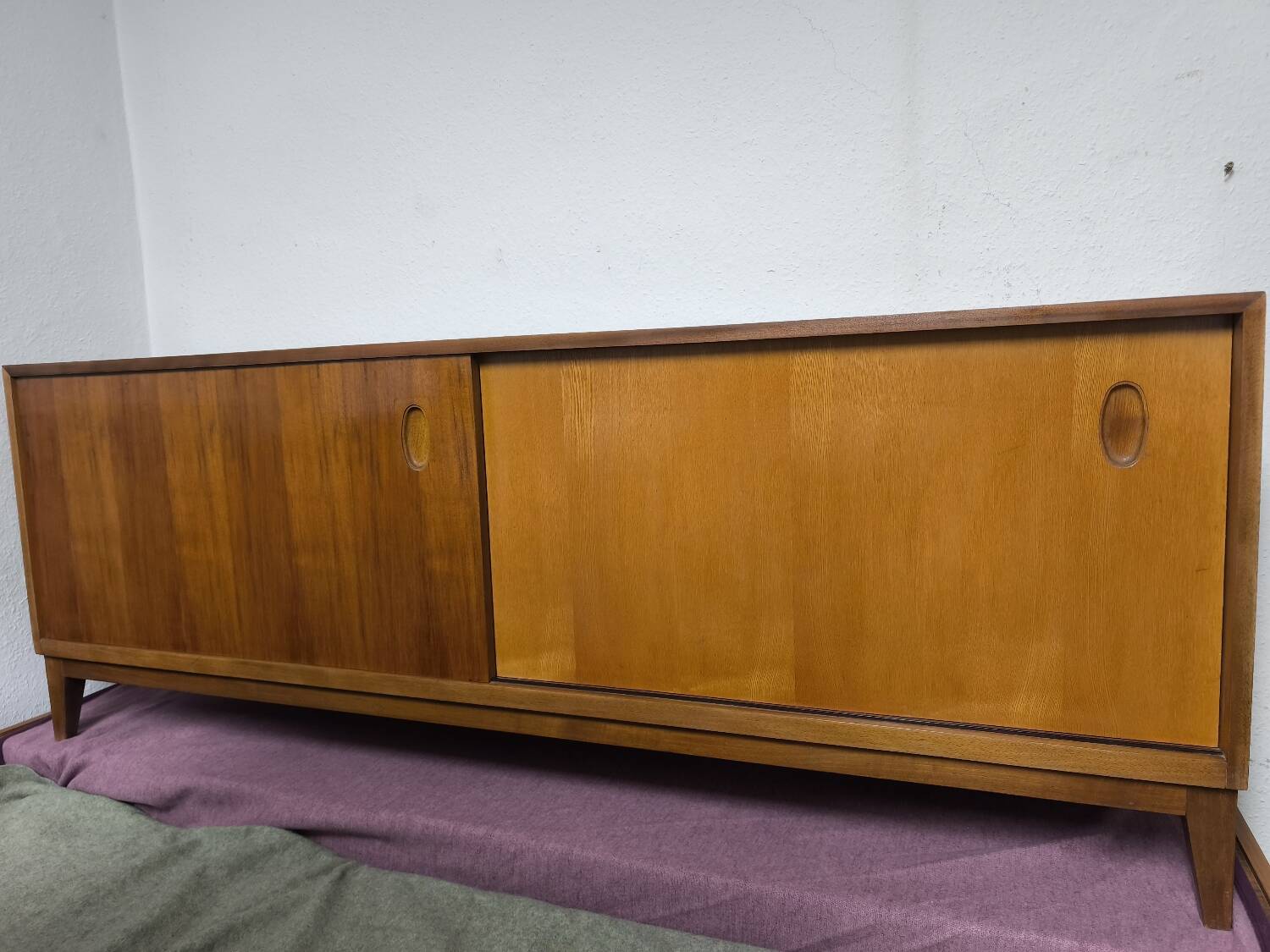 Walnut sideboard with sliding doors, 1950s, design Georg Satink