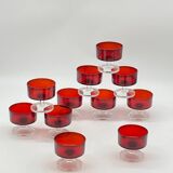 Set of glasses / champagne glasses, Luminarc, ruby / vintage red