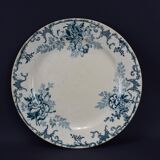 Old white and blue flat plate floral decor emile bourgeois