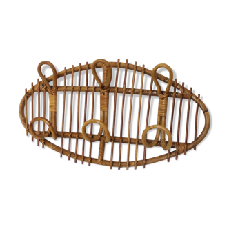Rattan coat rack
