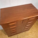 Commode haute à tiroirs rétro vintage en teck du milieu du siècle GPlan 1960