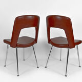 Pair of chairs in chrome and skaï, circa 1960