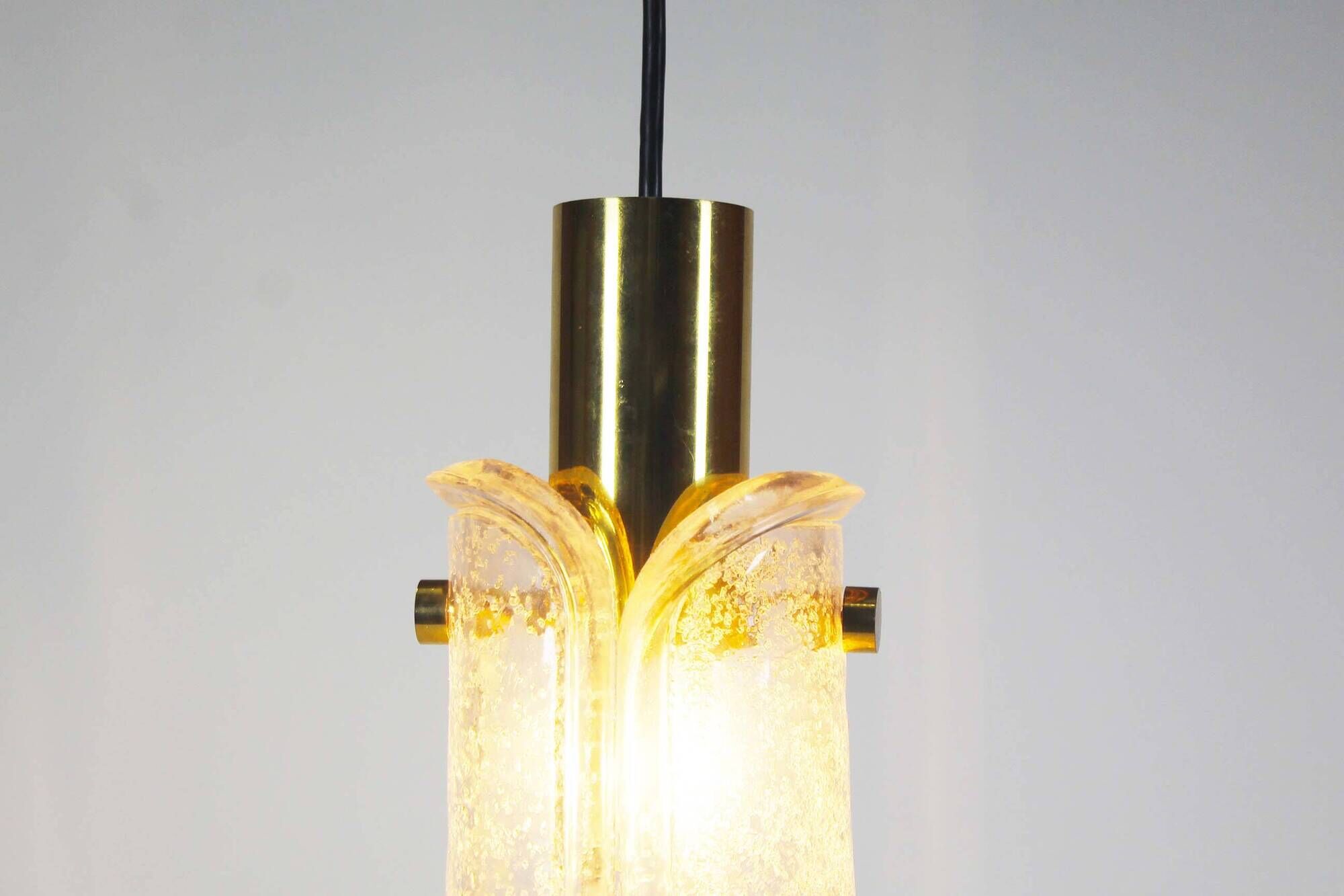 Petite brass and bubble glass pendant chandelier by Glashutte Limburg
