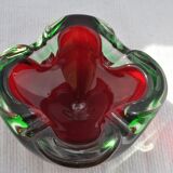 Green and red glass ashtray 70