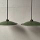Pair of enamelled metal pendant lights