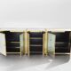 Brass sideboard with mirror and plexiglass legs by Michel Pigneres, 1970