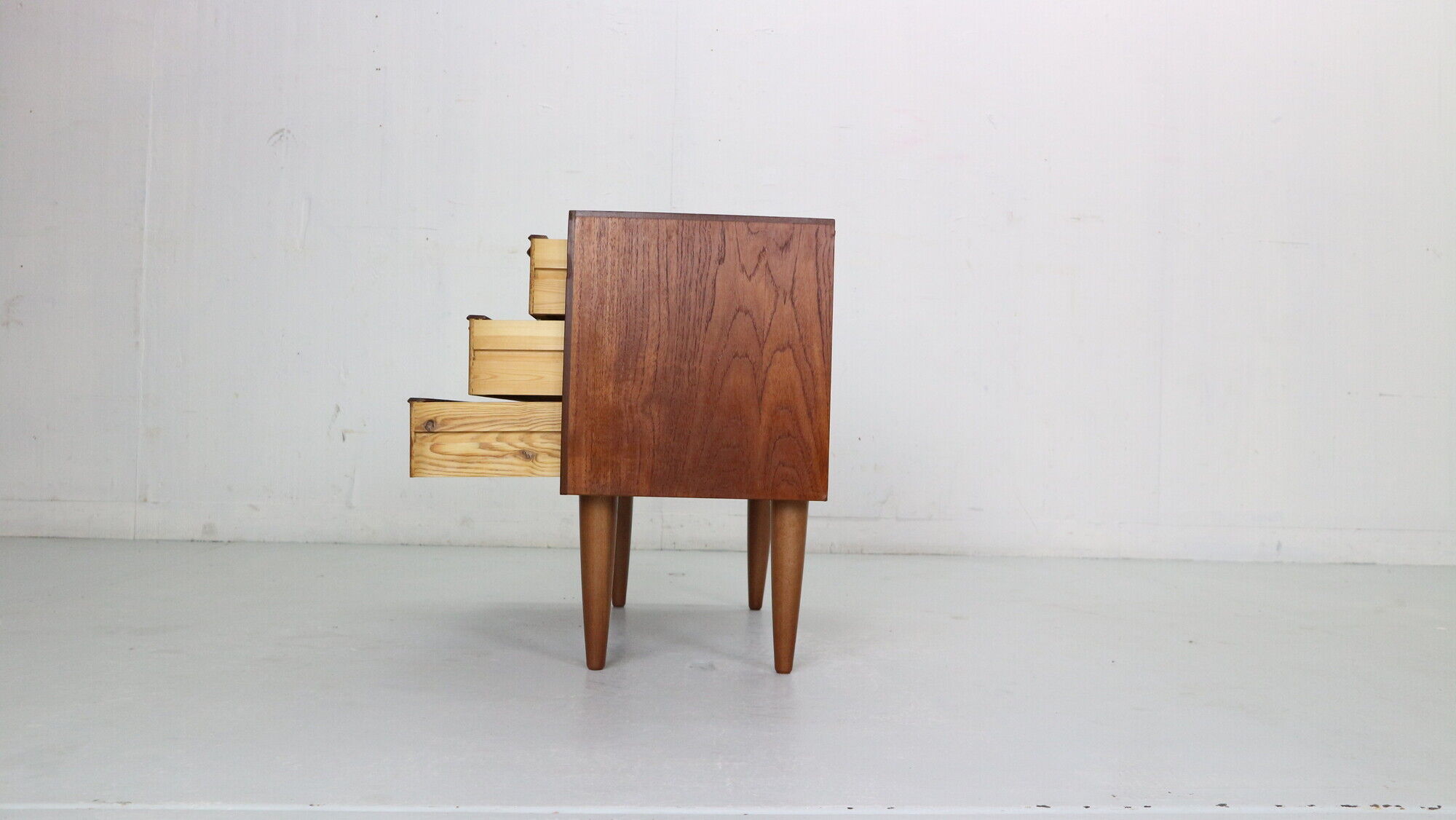 Scandinavian modern teak chest of drawers, small cabinet 1960 denmark