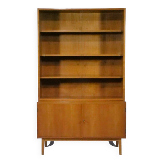 Mid-Century vitrine highboard in cherry wood, vintage dresser, 1960s
