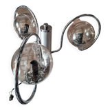 Chandelier with chrome metal frame from the 70s, 3 smoked globes