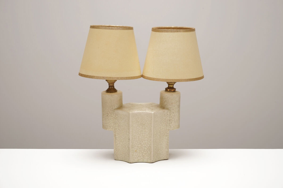 A cracked ceramic art deco lamp