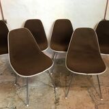 Set of 6 Charles and Ray Eames chairs for Herman Miller, 1960-70's