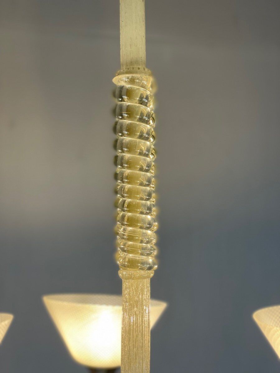 Venetian chandelier in murano glass circa 1940 vetro a reticello