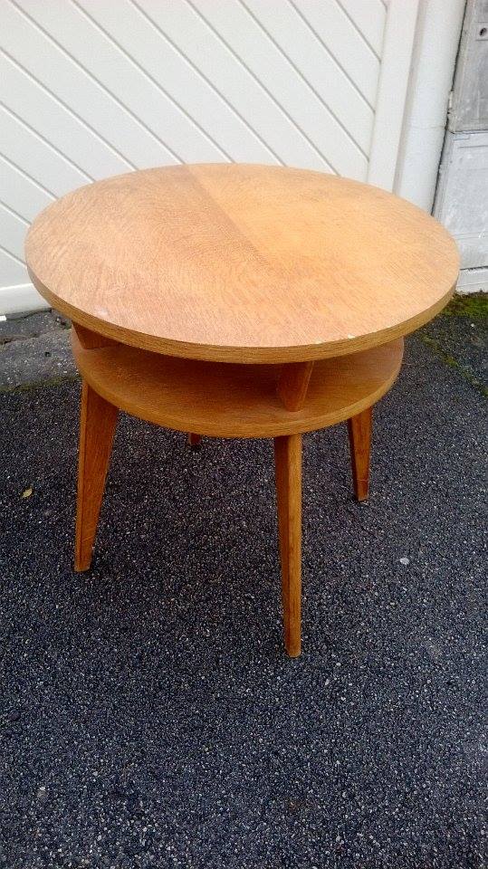 Vintage blond wooden side table