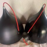 Set of 2 black and red metal lamps, loft style