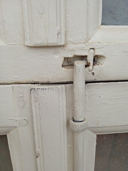 Old arched house window / transom, hammered glass, cremone