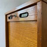 1960s wooden curtain filing cabinet