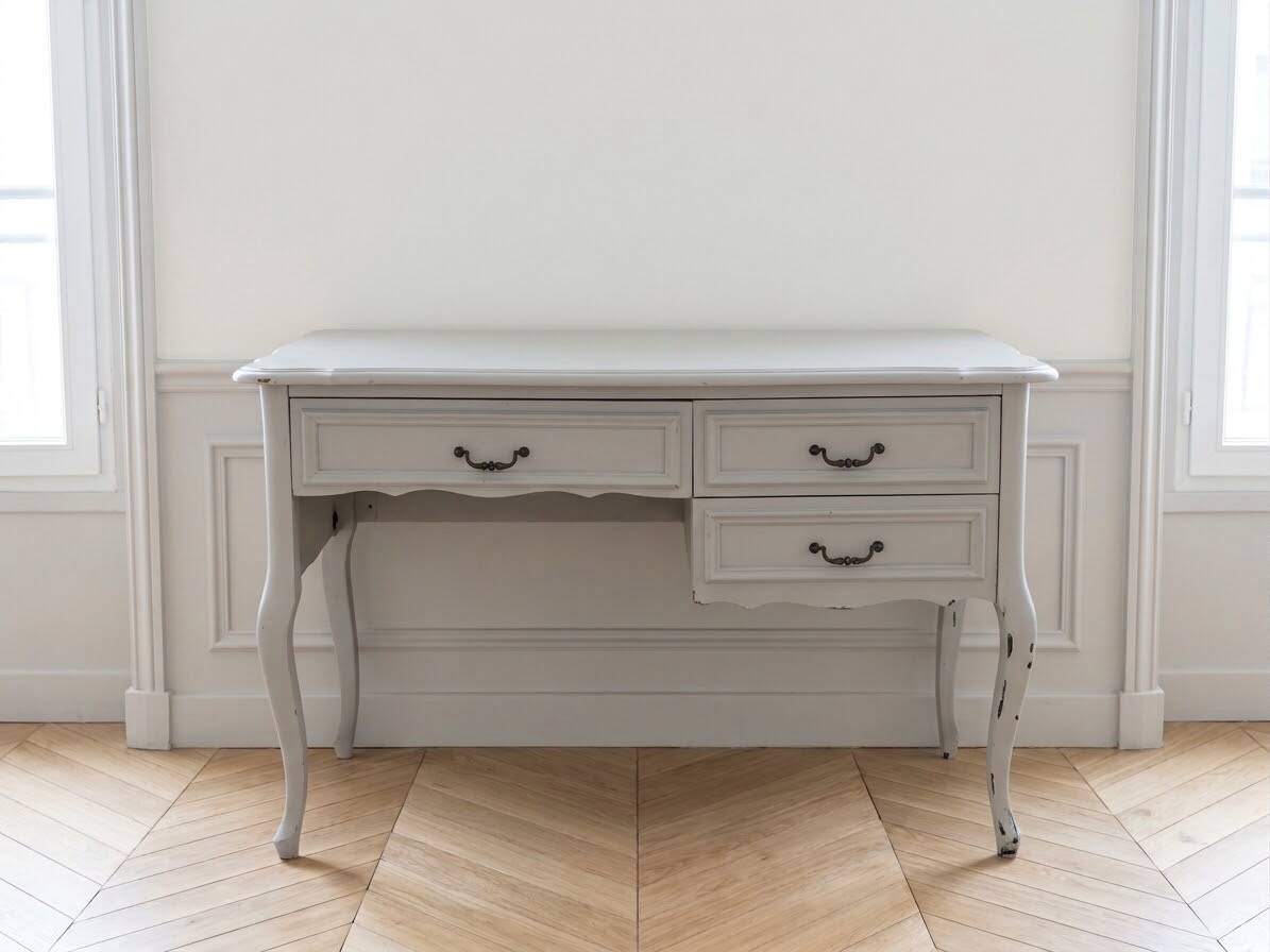 Louis XV style desk in grey painted wood