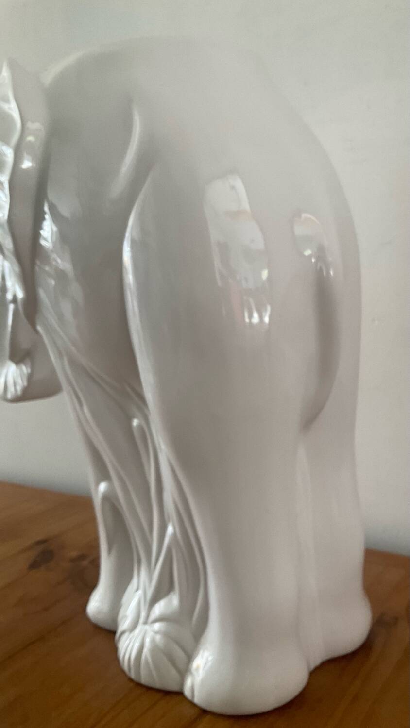 Vintage elephant umbrella stand in glazed ceramic
