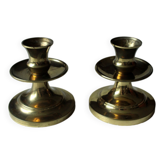 2 brass candle holders, candle sticks as a set, vintage from the 1970s