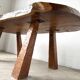 Table basse brutaliste en noyer massif, plateau slab live edge, France