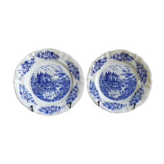 Set of 2 plates of Sarreguemines porcelain collection from the 70s